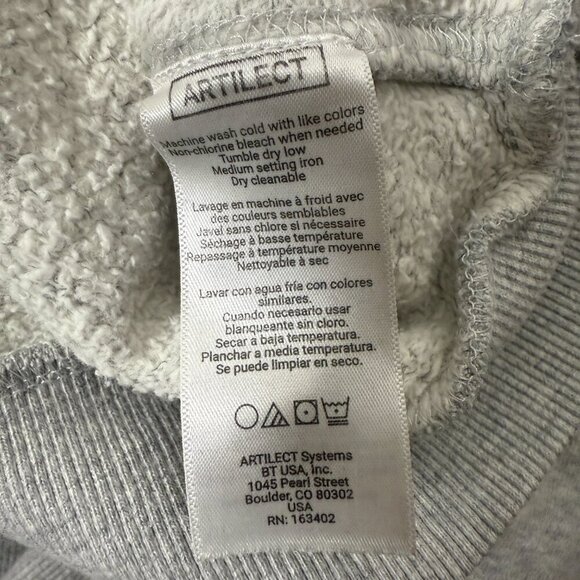 ARTILECT STUDIO 100% ORGANIC COTTON Sz Medium Crewneck SWEATSHIRT Heather Gray - Picture 8 of 8